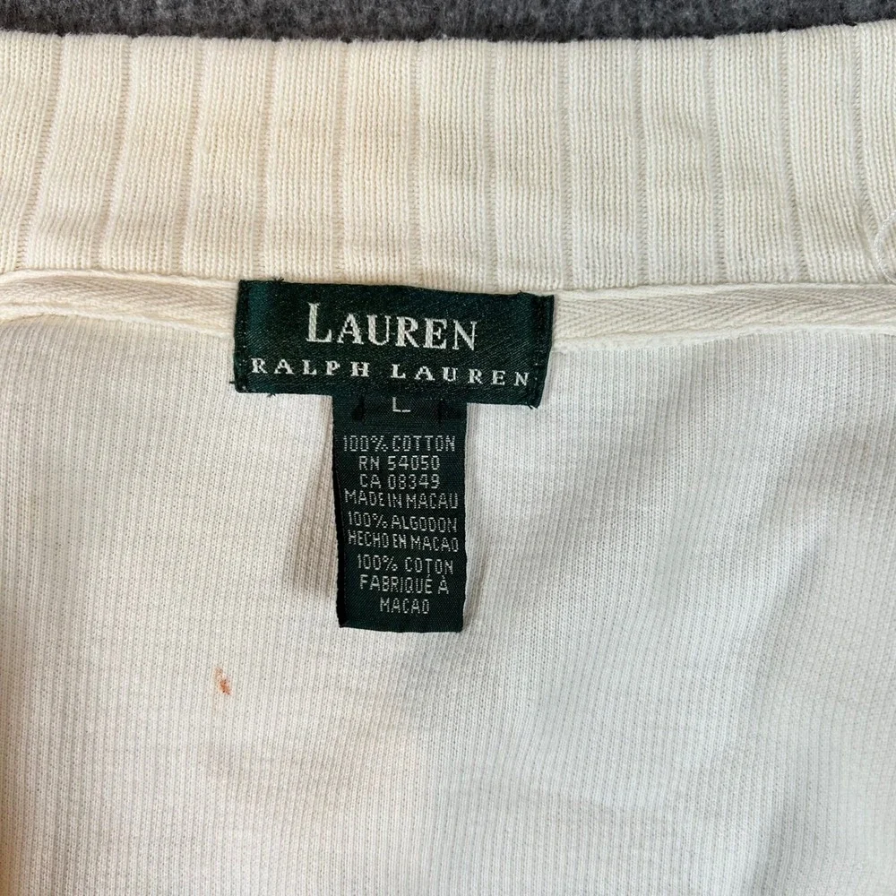 Lauren Ralph Lauren Womens Full Zip Jacket Cream Size L Ski Team Distressed - Picture 5 of 15